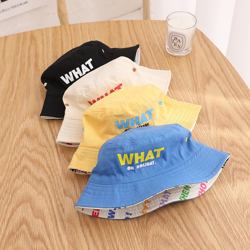 Comercio al por mayor Carta de algodón Flat Top Kids Bucket Hat